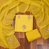 Organza Yellow Unstitched Suit
